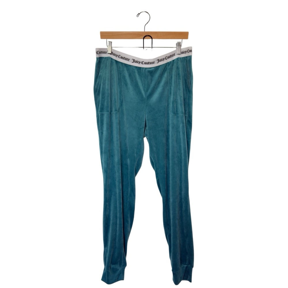 Juicy Couture Women XL Teal‎ Green Velour Lounge Jogger Sleepwear Pockets Y2K